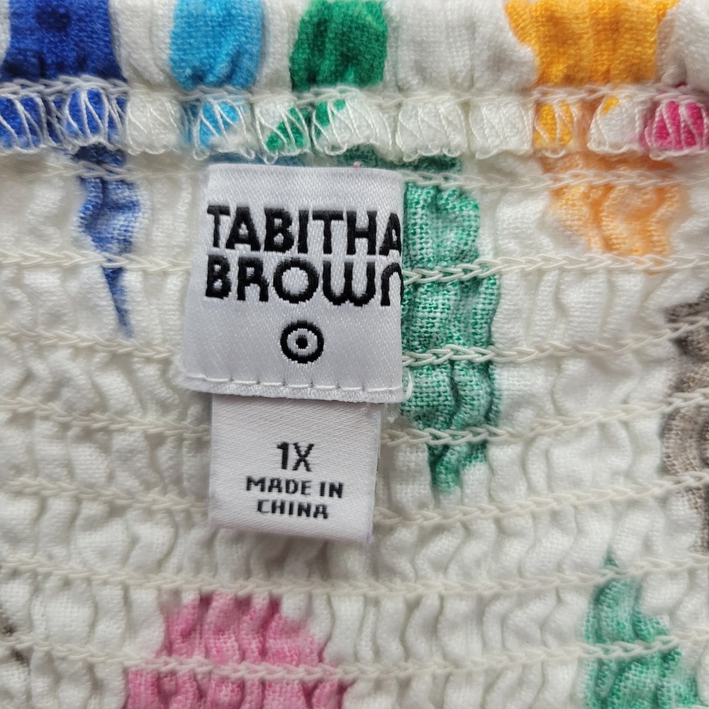 Tabitha Brown Target Tropical Smock Mini Dress 1X Pocket Boho Artsy Resortwear‎ - Picture 7 of 10
